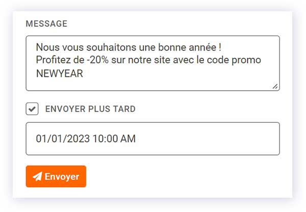 Envoi SMS, cliquer sur envoyer