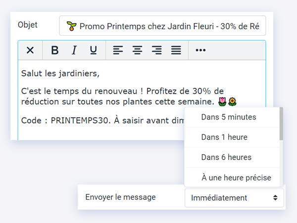 Planification d'Envoi d'Emails